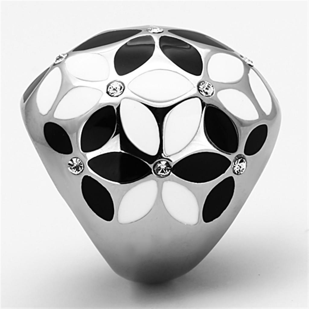 Womens Rings High polished (no plating) 316L Stainless Steel Ring with Top Grade Crystal in Clear TK1210 - Jewelry Store by Erik Rayo