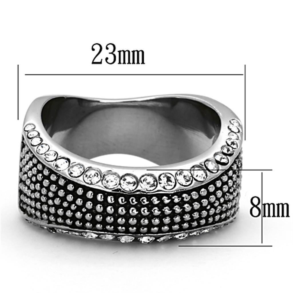 Womens Rings High polished (no plating) 316L Stainless Steel Ring with Top Grade Crystal in Clear TK1216 - Jewelry Store by Erik Rayo