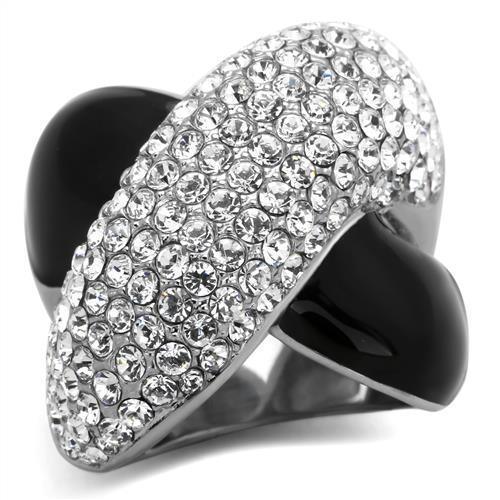 Womens Rings High polished (no plating) 316L Stainless Steel Ring with Top Grade Crystal in Clear TK1427 - Jewelry Store by Erik Rayo