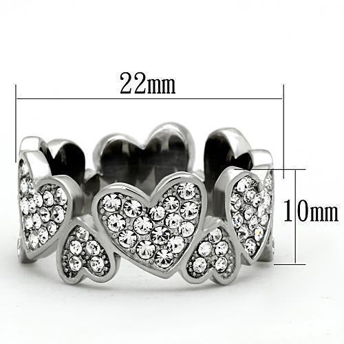 Womens Rings High polished (no plating) 316L Stainless Steel Ring with Top Grade Crystal in Clear TK1443 - Jewelry Store by Erik Rayo