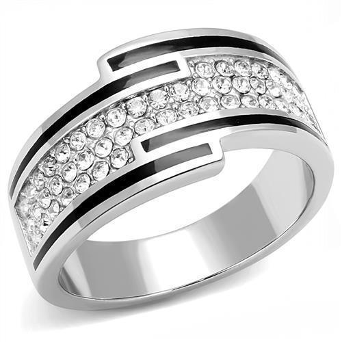 Womens Rings High polished (no plating) 316L Stainless Steel Ring with Top Grade Crystal in Clear TK3174 - Jewelry Store by Erik Rayo