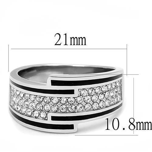 Womens Rings High polished (no plating) 316L Stainless Steel Ring with Top Grade Crystal in Clear TK3174 - Jewelry Store by Erik Rayo