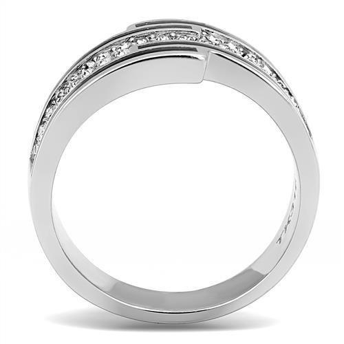 Womens Rings High polished (no plating) 316L Stainless Steel Ring with Top Grade Crystal in Clear TK3174 - Jewelry Store by Erik Rayo