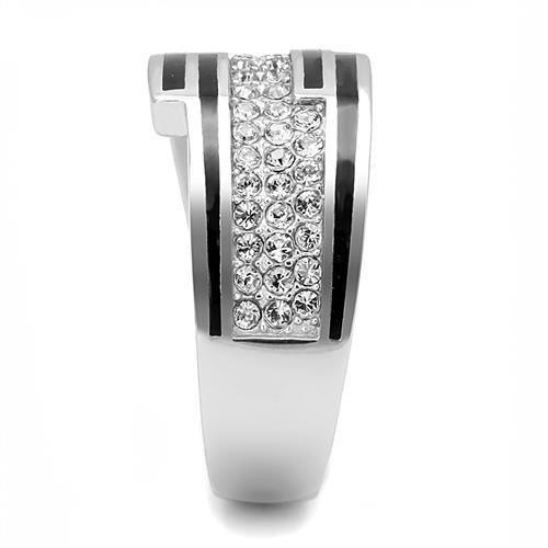 Womens Rings High polished (no plating) 316L Stainless Steel Ring with Top Grade Crystal in Clear TK3174 - Jewelry Store by Erik Rayo