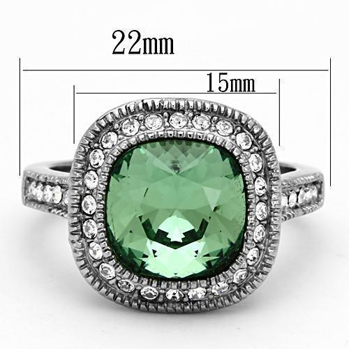 Womens Rings High polished (no plating) 316L Stainless Steel Ring with Top Grade Crystal in Emerald TK1317 - Jewelry Store by Erik Rayo