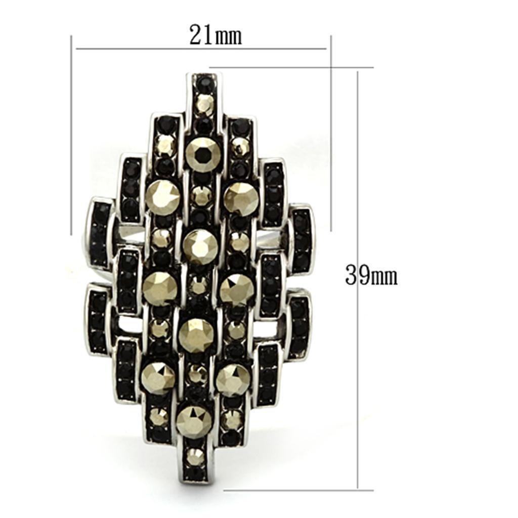 Womens Rings High polished (no plating) 316L Stainless Steel Ring with Top Grade Crystal in Jet TK1136 - Jewelry Store by Erik Rayo