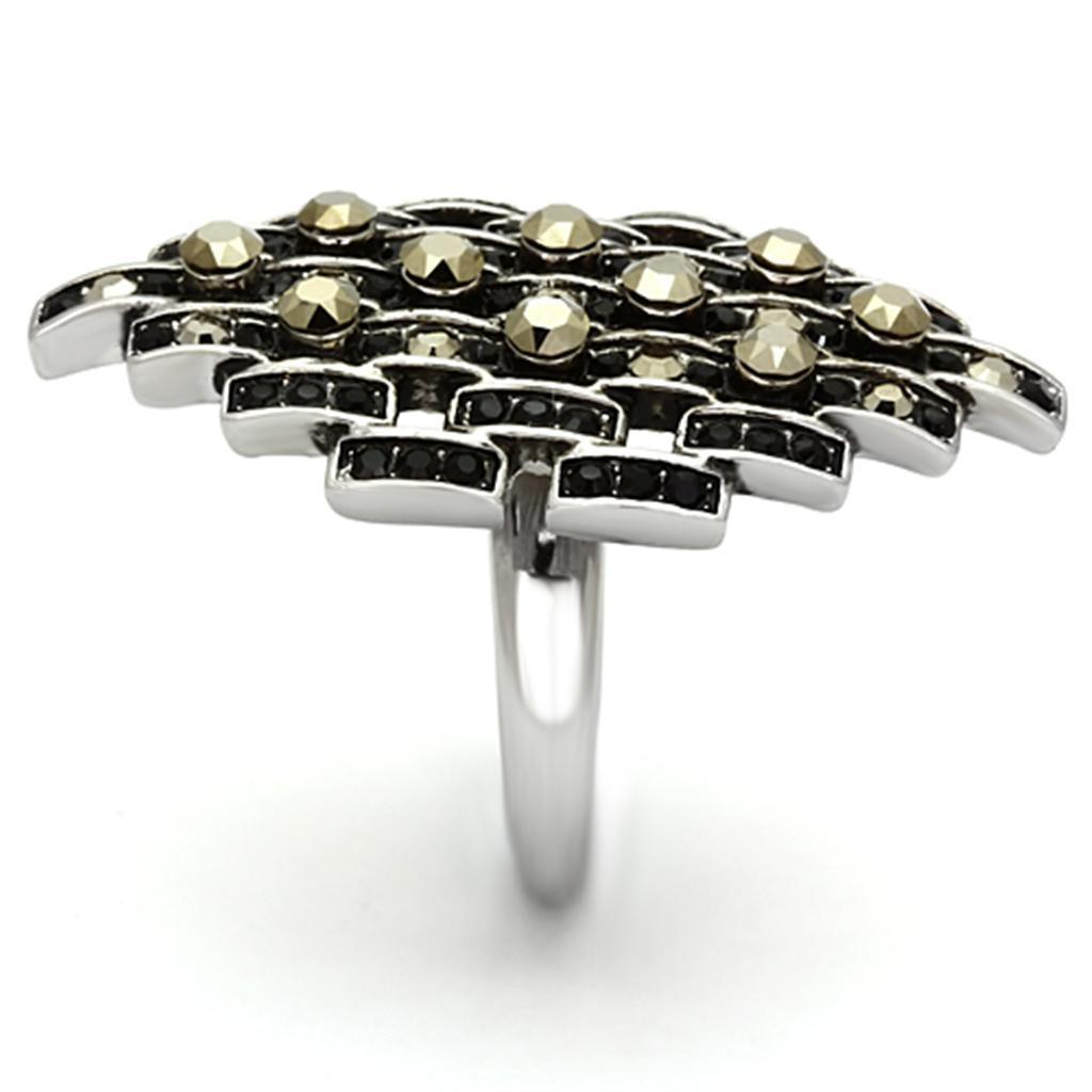 Womens Rings High polished (no plating) 316L Stainless Steel Ring with Top Grade Crystal in Jet TK1136 - Jewelry Store by Erik Rayo