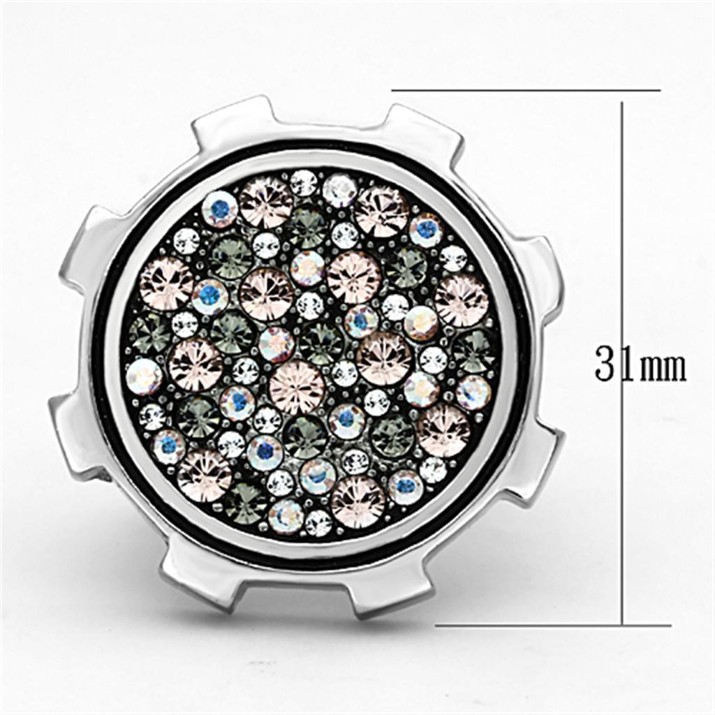 Womens Rings High polished (no plating) 316L Stainless Steel Ring with Top Grade Crystal in Multi Color TK1113 - Jewelry Store by Erik Rayo