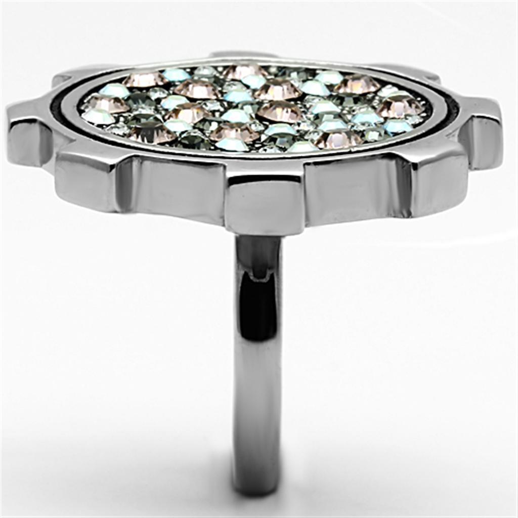 Womens Rings High polished (no plating) 316L Stainless Steel Ring with Top Grade Crystal in Multi Color TK1113 - Jewelry Store by Erik Rayo