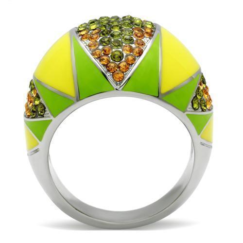 Womens Rings High polished (no plating) 316L Stainless Steel Ring with Top Grade Crystal in Multi Color TK266 - Jewelry Store by Erik Rayo