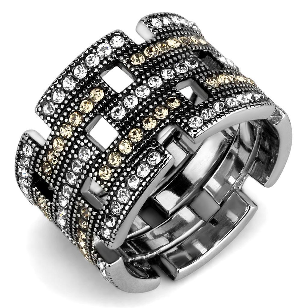 Womens Rings High polished (no plating) 316L Stainless Steel Ring with Top Grade Crystal in Multi Color TK2987 - Jewelry Store by Erik Rayo