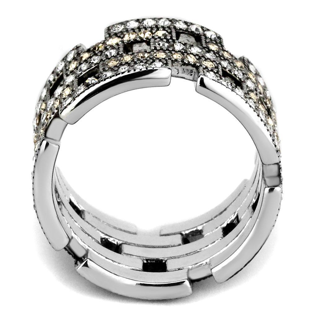 Womens Rings High polished (no plating) 316L Stainless Steel Ring with Top Grade Crystal in Multi Color TK2987 - Jewelry Store by Erik Rayo