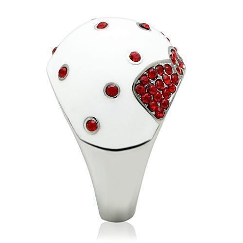 Womens Rings High polished (no plating) 316L Stainless Steel Ring with Top Grade Crystal in Ruby TK260 - Jewelry Store by Erik Rayo