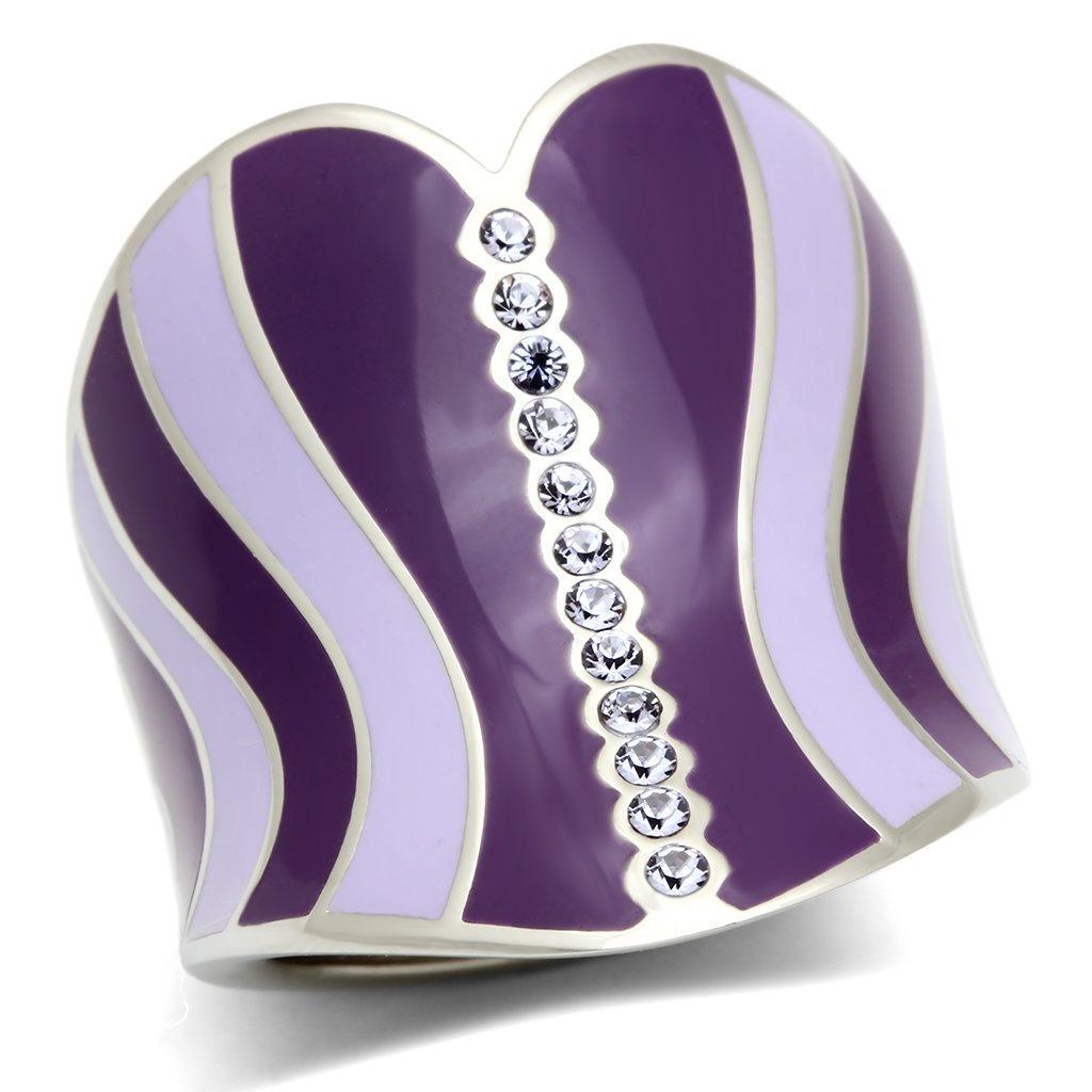 Womens Rings High polished (no plating) 316L Stainless Steel Ring with Top Grade Crystal in Sea Blue TK262 - Jewelry Store by Erik Rayo