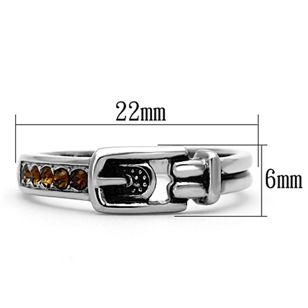Womens Rings High polished (no plating) 316L Stainless Steel Ring with Top Grade Crystal in Smoked Quartz TK1079 - Jewelry Store by Erik Rayo