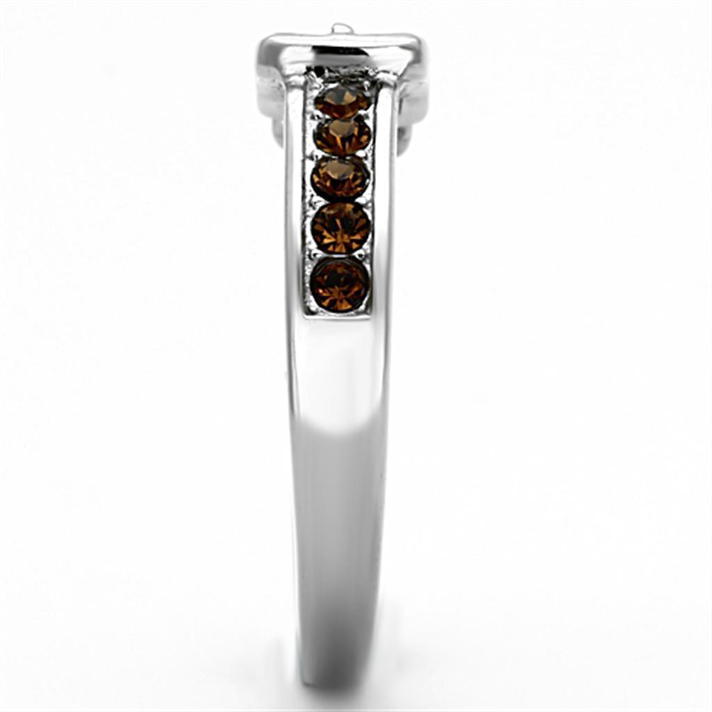 Womens Rings High polished (no plating) 316L Stainless Steel Ring with Top Grade Crystal in Smoked Quartz TK1079 - Jewelry Store by Erik Rayo