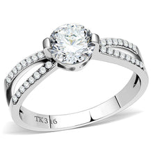 Load image into Gallery viewer, Womens Rings High polished (no plating) Stainless Steel Ring with AAA Grade CZ in Clear DA002 - Jewelry Store by Erik Rayo
