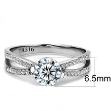 Load image into Gallery viewer, Womens Rings High polished (no plating) Stainless Steel Ring with AAA Grade CZ in Clear DA002 - Jewelry Store by Erik Rayo
