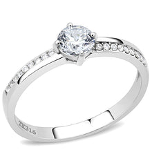 Load image into Gallery viewer, Womens Rings High polished (no plating) Stainless Steel Ring with AAA Grade CZ in Clear DA025 - Jewelry Store by Erik Rayo
