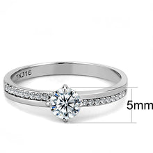 Load image into Gallery viewer, Womens Rings High polished (no plating) Stainless Steel Ring with AAA Grade CZ in Clear DA025 - Jewelry Store by Erik Rayo
