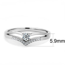 Load image into Gallery viewer, Womens Rings High polished (no plating) Stainless Steel Ring with AAA Grade CZ in Clear DA030 - Jewelry Store by Erik Rayo

