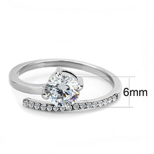 Load image into Gallery viewer, Womens Rings High polished (no plating) Stainless Steel Ring with AAA Grade CZ in Clear DA039 - Jewelry Store by Erik Rayo
