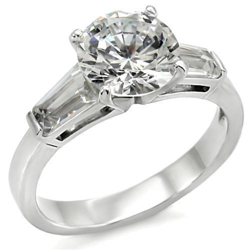 Womens Rings High polished (no plating) Stainless Steel Ring with AAA Grade CZ in Clear TK005 - Jewelry Store by Erik Rayo