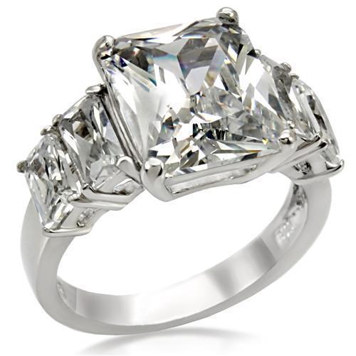 Womens Rings High polished (no plating) Stainless Steel Ring with AAA Grade CZ in Clear TK007 - Jewelry Store by Erik Rayo