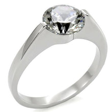 Load image into Gallery viewer, Womens Rings High polished (no plating) Stainless Steel Ring with AAA Grade CZ in Clear TK012 - Jewelry Store by Erik Rayo
