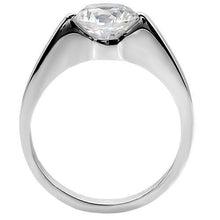 Load image into Gallery viewer, Womens Rings High polished (no plating) Stainless Steel Ring with AAA Grade CZ in Clear TK012 - Jewelry Store by Erik Rayo
