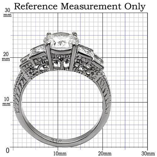 Rings for Womens High polished (no plating) Stainless Steel Ring with AAA Grade CZ in Clear TK057 - Jewelry Store by Erik Rayo