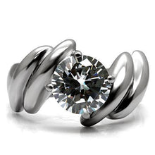Load image into Gallery viewer, Womens Rings High polished (no plating) Stainless Steel Ring with AAA Grade CZ in Clear TK060 - Jewelry Store by Erik Rayo
