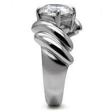 Load image into Gallery viewer, Womens Rings High polished (no plating) Stainless Steel Ring with AAA Grade CZ in Clear TK060 - Jewelry Store by Erik Rayo
