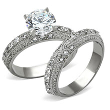 Load image into Gallery viewer, Womens Rings High polished (no plating) Stainless Steel Ring with AAA Grade CZ in Clear TK1228 - Jewelry Store by Erik Rayo
