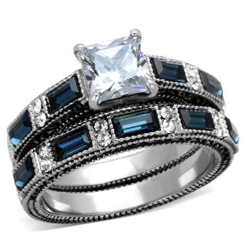 Womens Rings High polished (no plating) Stainless Steel Ring with AAA Grade CZ in Clear TK1829 - Jewelry Store by Erik Rayo