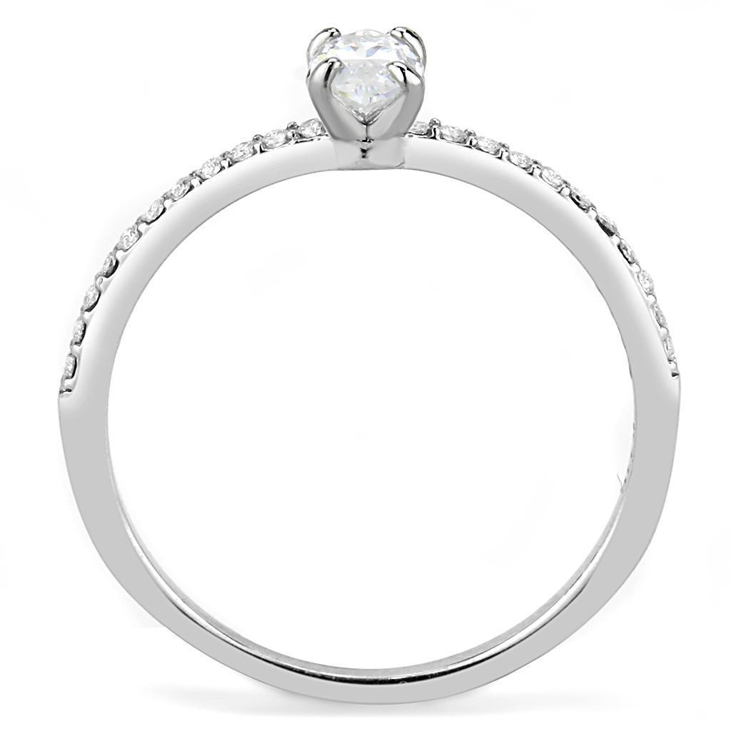 Rings for Womens High polished (no plating) Stainless Steel Ring with Cubic in Clear DA031 - Jewelry Store by Erik Rayo