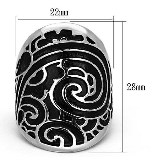 Rings for Womens High polished (no plating) Stainless Steel Ring with Epoxy in Jet TK1448 - Jewelry Store by Erik Rayo