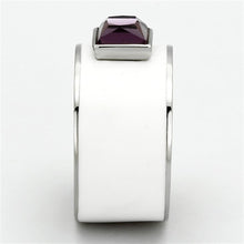 Load image into Gallery viewer, Womens Rings High polished (no plating) Stainless Steel Ring with Glass in Amethyst TK1142 - Jewelry Store by Erik Rayo
