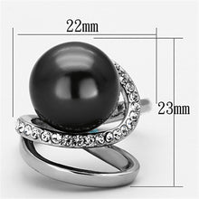 Load image into Gallery viewer, Womens Rings High polished (no plating) Stainless Steel Ring with Synthetic Pearl in Gray TK1218 - Jewelry Store by Erik Rayo
