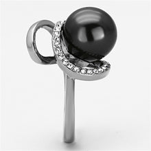 Load image into Gallery viewer, Womens Rings High polished (no plating) Stainless Steel Ring with Synthetic Pearl in Gray TK1218 - Jewelry Store by Erik Rayo
