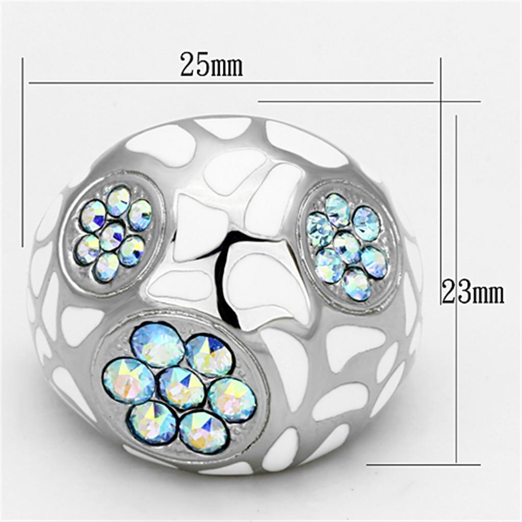 Rings for Womens High polished (no plating) Stainless Steel Ring with Top Grade Crystal in Aquamarine AB TK1172 - Jewelry Store by Erik Rayo