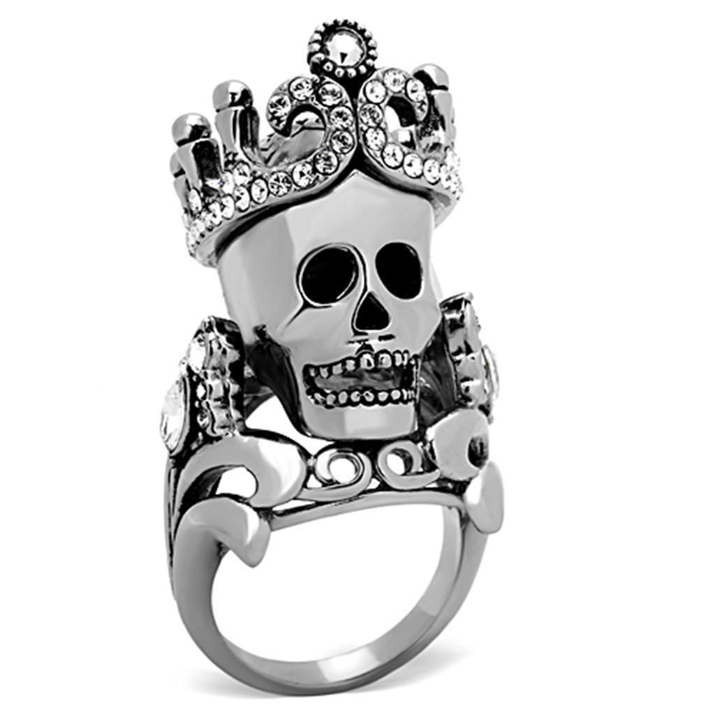Rings for Womens High polished (no plating) Stainless Steel Ring with Top Grade Crystal in Black Diamond TK1123 - Jewelry Store by Erik Rayo