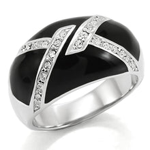 Load image into Gallery viewer, Womens Rings High polished (no plating) Stainless Steel Ring with Top Grade Crystal in Clear TK022 - Jewelry Store by Erik Rayo
