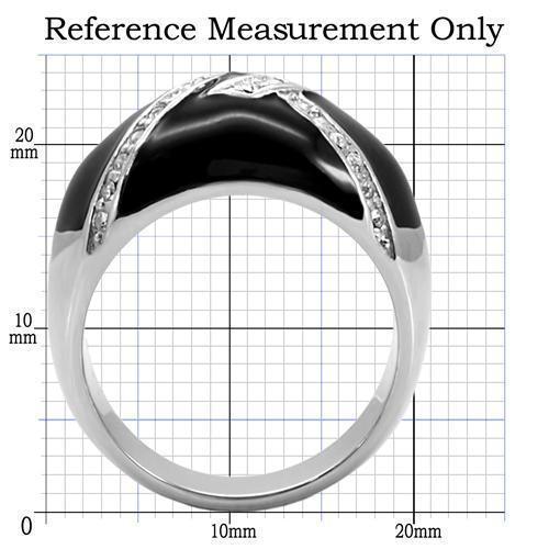 Rings for Womens High polished (no plating) Stainless Steel Ring with Top Grade Crystal in Clear TK022 - Jewelry Store by Erik Rayo