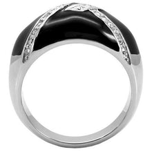 Load image into Gallery viewer, Womens Rings High polished (no plating) Stainless Steel Ring with Top Grade Crystal in Clear TK022 - Jewelry Store by Erik Rayo
