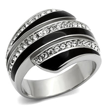 Load image into Gallery viewer, Womens Rings High polished (no plating) Stainless Steel Ring with Top Grade Crystal in Clear TK1134 - Jewelry Store by Erik Rayo
