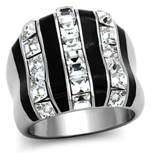 Load image into Gallery viewer, Womens Rings High polished (no plating) Stainless Steel Ring with Top Grade Crystal in Clear TK1213 - Jewelry Store by Erik Rayo

