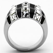 Load image into Gallery viewer, Womens Rings High polished (no plating) Stainless Steel Ring with Top Grade Crystal in Clear TK1213 - Jewelry Store by Erik Rayo
