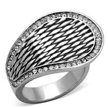 Load image into Gallery viewer, Womens Rings High polished (no plating) Stainless Steel Ring with Top Grade Crystal in Clear TK1328 - Jewelry Store by Erik Rayo

