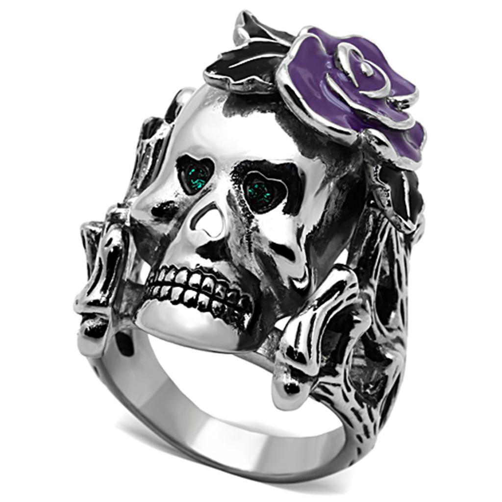 Womens Rings High polished (no plating) Stainless Steel Ring with Top Grade Crystal in Emerald TK1122 - Jewelry Store by Erik Rayo